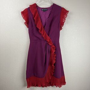 Jill Jill Stuart Dress‎ Women 4 Red Purple Cocktail Party Faux Wrap